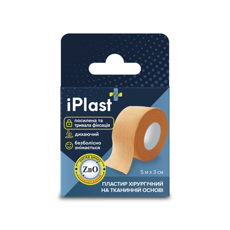 Пластир iPlast хірургічний ткан.осн. 5 м х 3 см